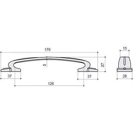 12914.A44S Ручка-скоба мебельная 128 мм, серебро блестящее