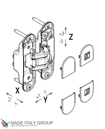 KUBICA K8000 ATOMIKA DXSX, CR.SAT петля скрытая универсальная МАТОВЫЙ ХРОМ (60 kg)