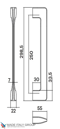 Дверная ручка-скоба Fratelli Cattini SIMPLY 300 мм (м/о 250 мм)  матовый хром