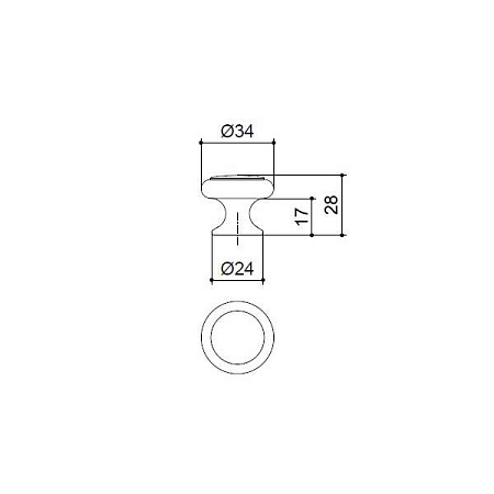 24043.F62P.624.14M Ручка-кнопка мебельная, серебро старое / вставка