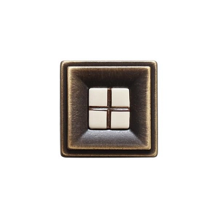 10.813.C28-105 Ручка-кнопка мебельная, бронза матовая / вставка