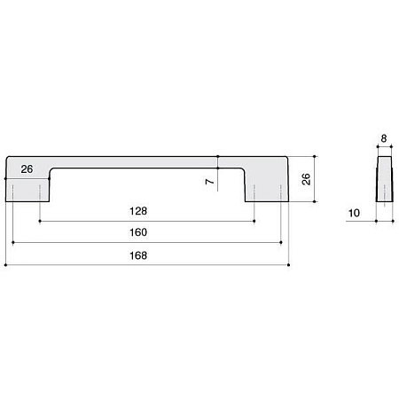 8.1012.160128.42 Ручка-скоба мебельная 160-128 мм, хром матовый лакированный