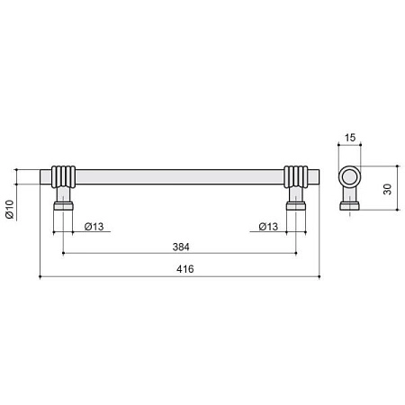 47106-63 Ручка-скоба мебельная, серебро 384 мм