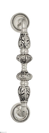 Дверная ручка-скоба Venezia LUCRECIA 305 мм (м/о 250 мм) D3 натуральное серебро + черный