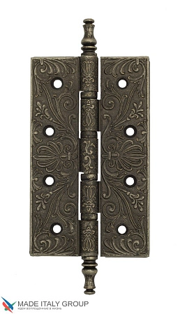 Дверная петля универсальная латунная с узором Venezia CRS012 152x89x4 античное серебро