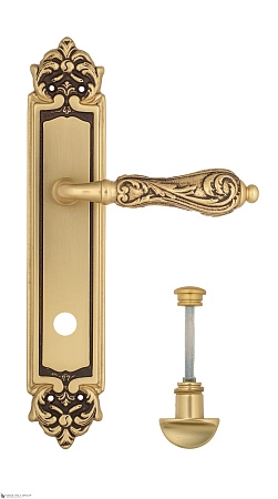 Дверные ручки Venezia MONTE CRISTO WC-2 на планке PL96 французское золото + коричневый