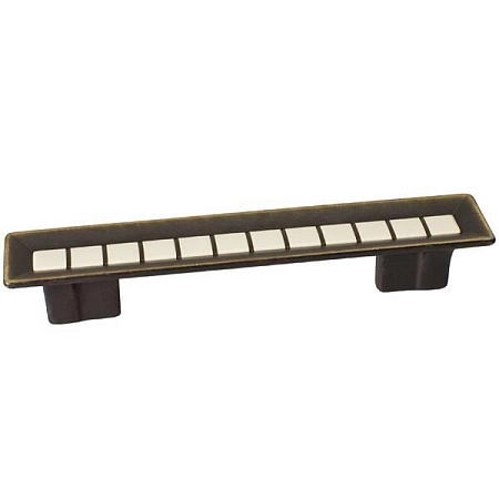 9.1334.128096.28-105 Ручка-скоба мебельная 128-096 мм, бронза матовая / вставка