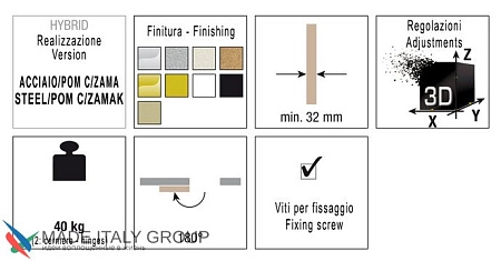 KUBICA K1019 DXSX, KOMBI HYBRID BI петля скрытая универсальная БЕЛЫЙ (52 kg)