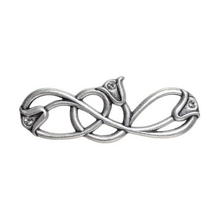 WMN.672X.096.MKRE8 Ручка-скоба мебельная 96 мм, старое серебро с блеском / горный хрусталь