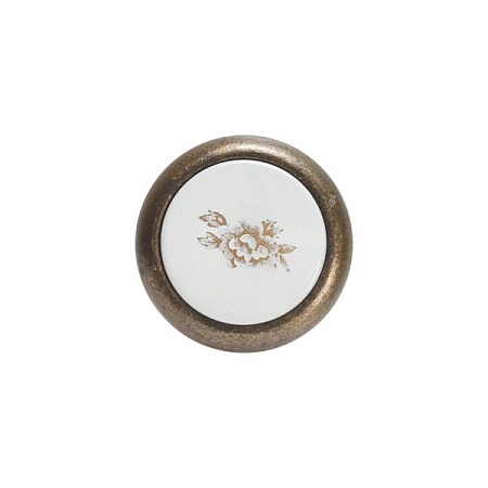 24043.F62P.605.08 Ручка-кнопка мебельная, бронза / вставка