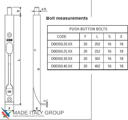 D00320.15.34 Ригель торцевой дверной AGB, хром матовый D00320.15.34 Ригель торцевой дверной AGB, хром матовый