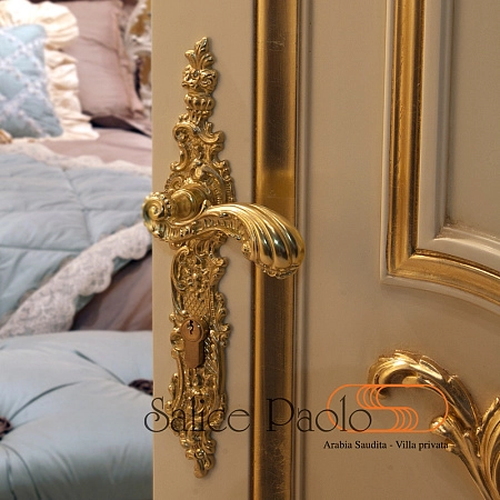 Дверная ручка Salice Paolo Lisbona, на планке Cyl, золото 24К