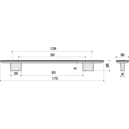 8.1043.128096.0623 Ручка-скоба мебельная 128-096 мм, медь шлифованная