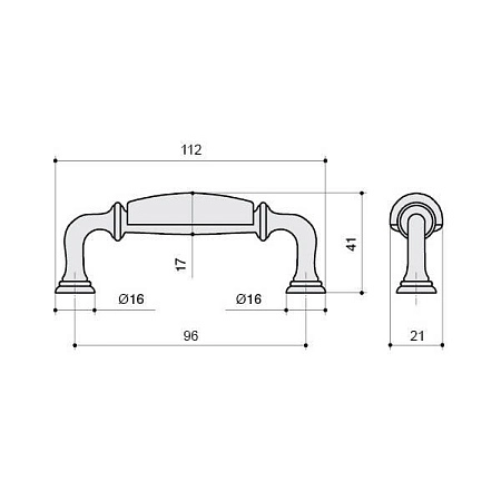 15136P096EW.46 Ручка-скоба мебельная 96 мм, золото матовое / керамика черная