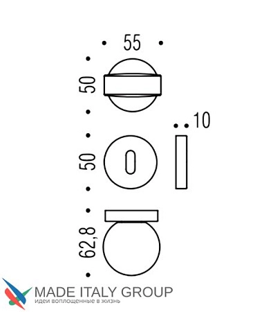 Дверная ручка кноб поворотная Colombo Mapo DRM15RSB-CR полированный хром