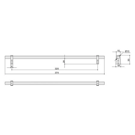 8.1150.0320.42-0252 Ручка-рейлинг мебельная 320 мм, черный матовый / хром матовый