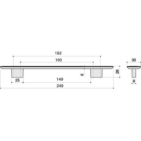 8.1043.192160.0623 Ручка-скоба мебельная 192-160 мм, медь шлифованная