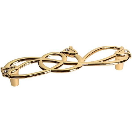 WMN.672X.128.MKRGP Ручка-скоба мебельная 128 мм, золото глянец / горный хрусталь