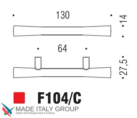 Мебельная ручка-скоба Colombo Formae F104C-CR полированный хром 64 мм