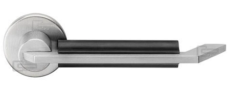 Дверная ручка DND С-1918 матовая нержавеющая сталь - чёрная накладка
