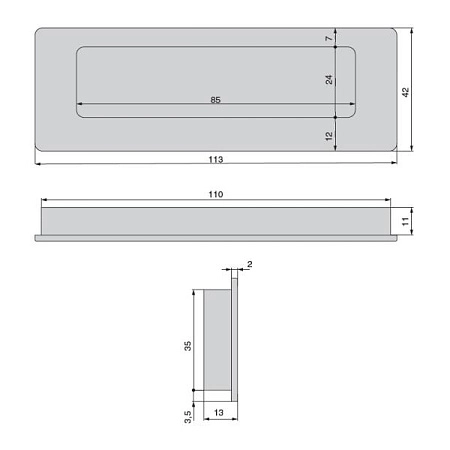 3702-038 Ручка мебельная врезная, сатиновый никель