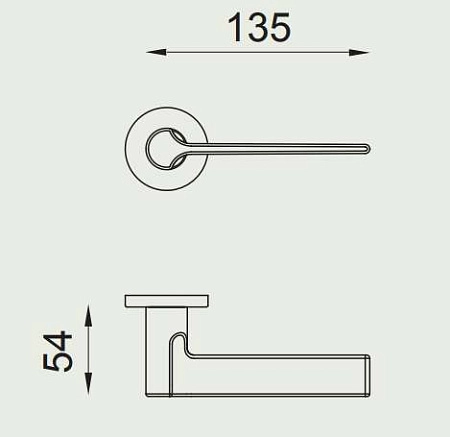 Дверная ручка DND Ginkgo biloba, на тонкой круглой розетке, графит матовый