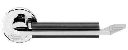 Дверная ручка DND С-1918 глянцевая нержавеющая сталь - чёрная накладка