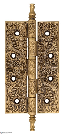 Дверная петля универсальная латунная с узором Venezia CRS012 152x89x4 французское золото +коричневый