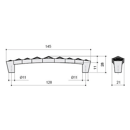 WMN.633X.128.MKR02 Ручка-скоба мебельная 128 мм, хром глянец / горный хрусталь