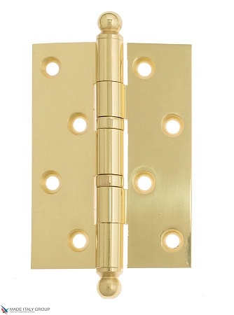 Дверная петля универсальная латунная с круглым колпачком Venezia CRS010 102x76x3 полированная латунь