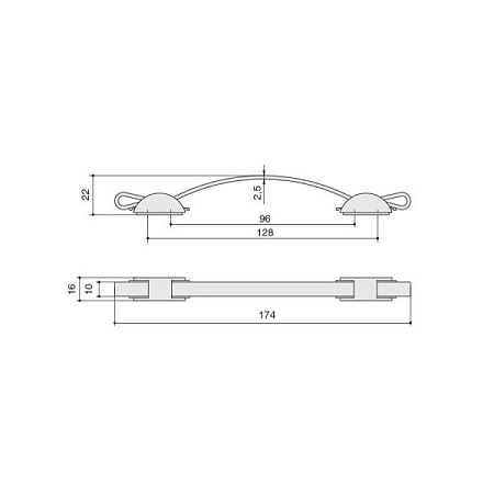 WMN.403W.K16.M03A1 Ручка-скоба мебельная 96 / 128 мм, мокко / сталь нержавеющая