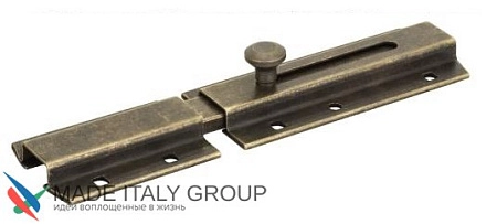 261OA20 Задвижка дверная усиленная, плоский ригель Aldeghi 200 мм античная бронза