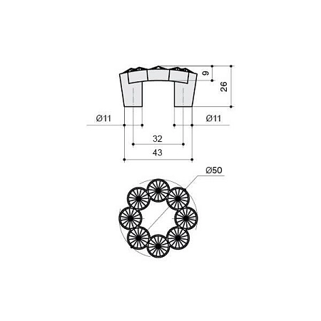 WPO.633X.B32.MKR02 Ручка-кнопка мебельная 32 мм, хром глянец / горный хрусталь