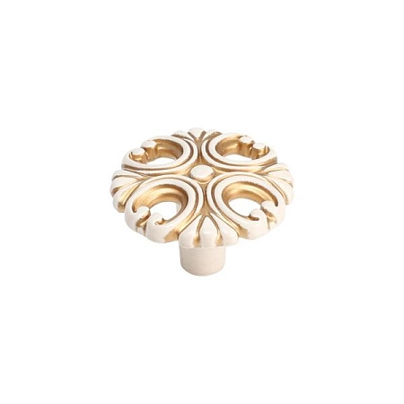 WPO.821Y.000.M00V7 Ручка-кнопка мебельная, молочная с золотой патиной
