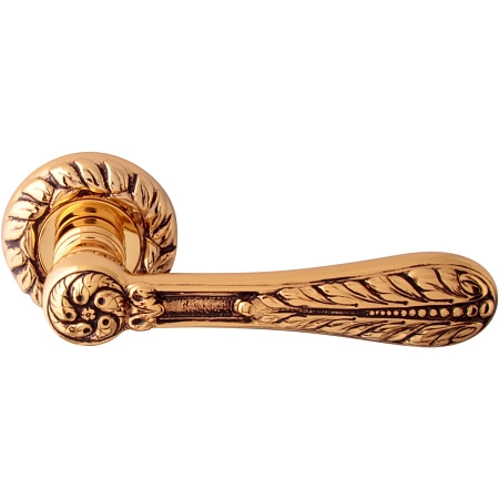 Дверная ручка Class 1155 Agata 60 мм Золото 24К + коричневый