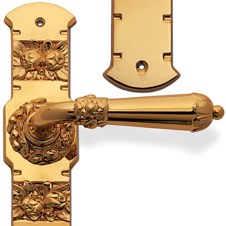 Ручка дверная Enrico Cassina Tamara C09610 на планке Pass золото 24К