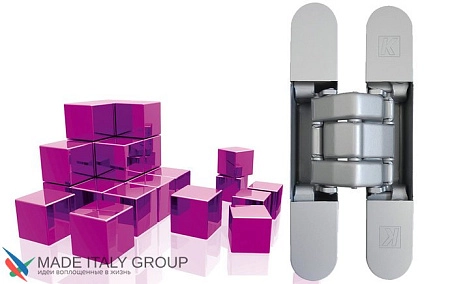 KUBICA K8080 ATOMIKA KARAKTER DXSX, NS петля скрытая универсальная МАТОВЫЙ НИКЕЛЬ (80 kg)