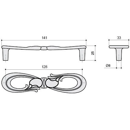 WMN.636X.128.M00D1 Ручка-скоба мебельная 128 мм, бронза античная "Флоренция"