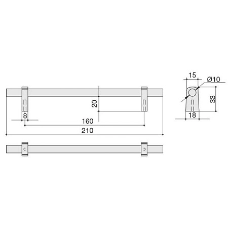 8.1150.0160.0505-0505 Ручка-рейлинг мебельная 160 мм, титан
