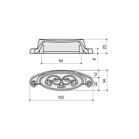 15134Z10000.07 Ручка-ракушка мебельная 64 мм, бронза "Валенсия"