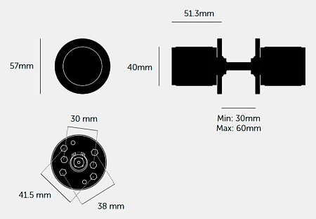 Дверные ручки-кнобы Buster + Punch Linear Brass неповоротные матовая латунь