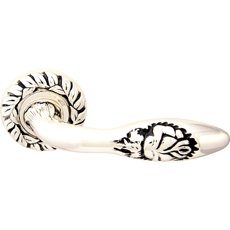 Дверная ручка на розетке Melodia 243 60 мм Rosa Серебро 925 + черный