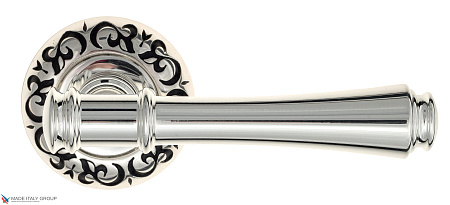 Дверные ручки Venezia CALLISTO D4 натуральное серебро + черный